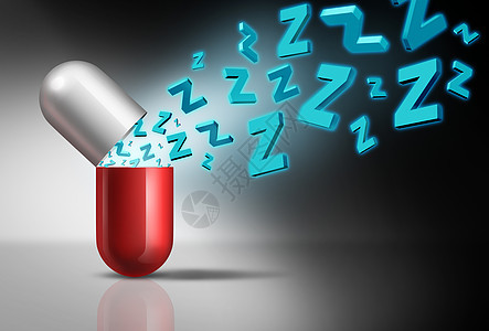 安眠药的象征失眠医学的种药物睡眠处方药,字母z助眠剂的隐喻三维插图出现背景图片