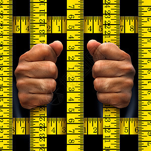 节食囚犯监狱食物的,并个健身减肥的比喻,减肥被饮食所困,迫你观察你的身体大小厌食饮食紊乱与三维插图元素图片