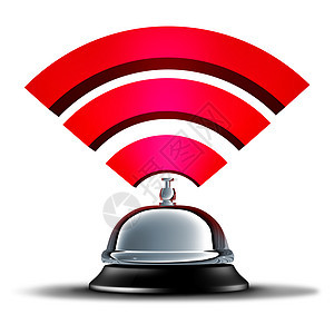 wifi服务wifi无线通信移动宽带连接服务互联网wifi技术服务的符号,并以款待帮助钟三维插图图片
