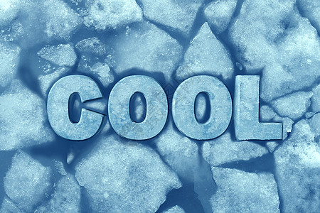 冷冰符号文字,冰冻水中制冷空调的舒适符号与三维插图元素背景图片