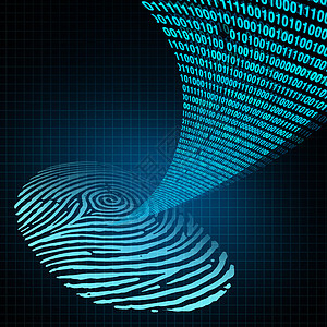 安全密码个人身份安全登录种技术安全软件,种人类指纹,数据代码加密以3D插图风格出现图片