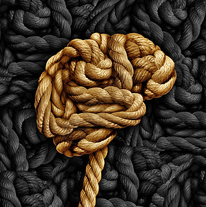 脑障碍心理健康根绳子拧成人类思维器官,精神功能的医学神经符号,痴呆自闭症等疾病图片
