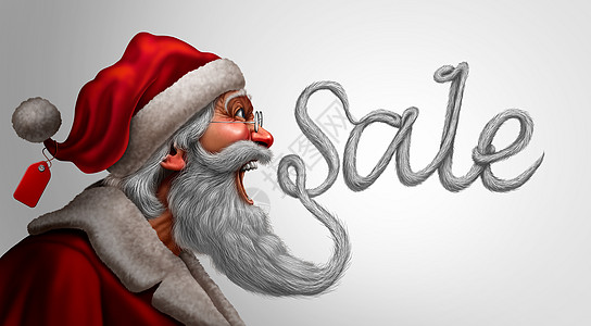 诞销售寒假折扣促销标志为诞老人,胡须形状为诞节季节文本与3D渲染元素图片