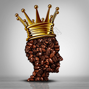 最好的咖啡,个国王的象征,烤豆形状为咖啡咖啡咖啡师戴着个金色的皇冠,最好的浓缩咖啡咖啡与3D元素的图标图片