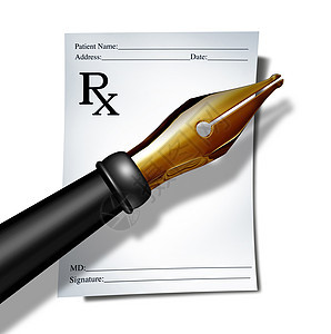 药房处方为病人书写药物说明,药物治疗保健符号三维插图图片