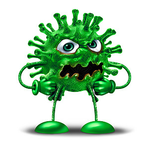 卡通病人物绿色疾病怪物生物健康医学医学病理符号病原体剪辑艺术图标白色背景上三维插图图片