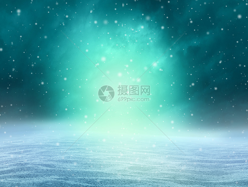 神奇的冬季背景个幻想的雪景观与北极北部北极光北极光自然照明三维插图风格高清图片下载 正版图片 摄图网