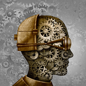 大数据时代蒸汽朋克蒸汽朋克古董机技术智能复古齿轮网络朋克机器齿轮头科幻幻想艺术三维插图背景