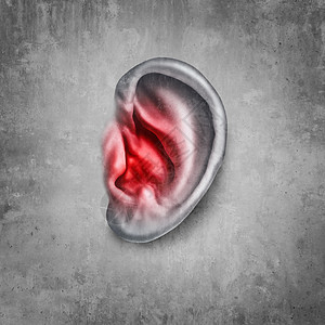 耳鸣耳鸣种医学症状诊断听力损失的三维插图风格图片