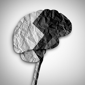 双相脑障碍种心理疾病的,种思维的人体器官,分为黑白两种,种医学符号,以3D插图象征图片