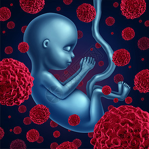 胎儿癌症胎儿疾病产前恶疾病肿瘤移的健康标志与三维插图元素胎儿癌症图片