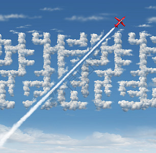 商业领袖战略创新成功思维架飞机,找个与三维插图元素的云迷宫捷径商业领袖图片