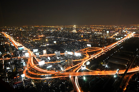 市中心曼谷高速公路的鸟瞰图图片