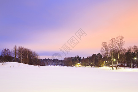 瑞典斯德哥尔摩的冬季景观黄昏图片