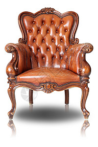 扶手椅棕色真皮古典风格沙发与剪裁路径图片