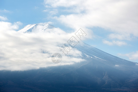 日本山梨县富士山多云背景图片