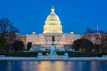 华盛顿夜景建筑美国国会大厦黄昏,华盛顿特区,美国背景