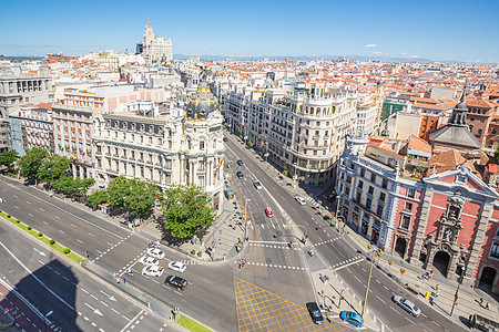 鸟瞰格兰威,马德里的主要商业街,西牙首都,欧洲图片