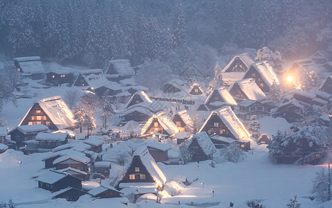 西拉卡瓦戈与降雪日本岐阜布日本图片
