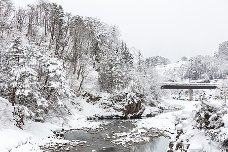 美丽的降雪冬季景观希拉卡瓦戈日本图片