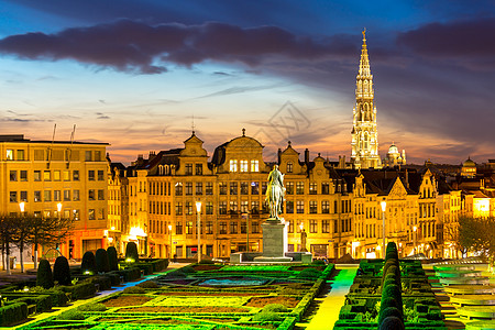 布鲁塞尔城市蒙特斯艺术黄昏,比利时图片