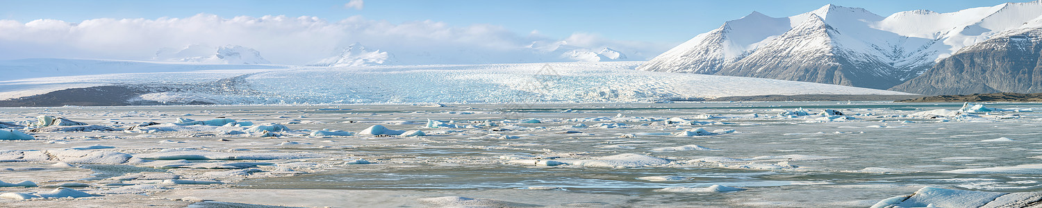 瓦纳霍科尔冰川全景Jokulsarlon泻湖冰岛图片