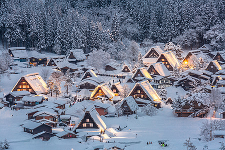 西拉卡瓦戈与降雪日本岐阜布日本图片