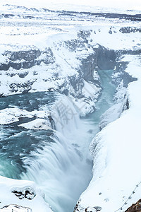 海湾金瀑布瀑布冰岛冬天图片