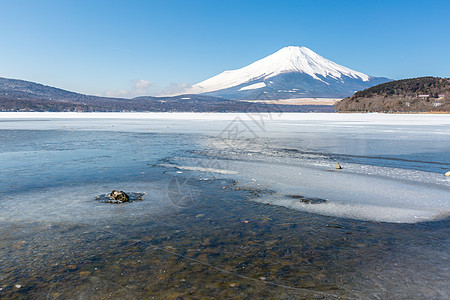 富士山冰镇山中湖冬天图片