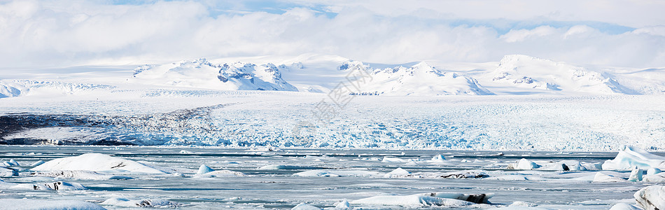 瓦纳霍科尔冰川全景Jokulsarlon泻湖冰岛图片