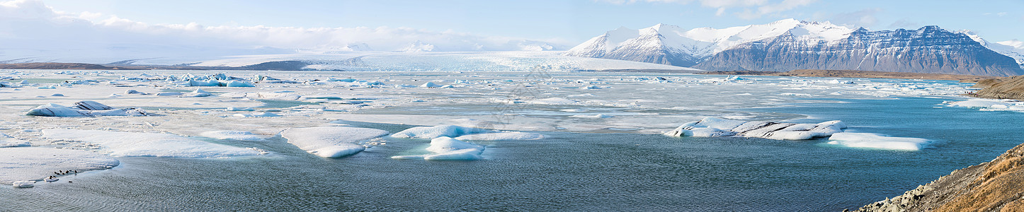 瓦纳霍科尔冰川全景Jokulsarlon泻湖冰岛图片