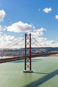 里斯本城市景观与25德阿比尔吊桥,葡萄牙图片