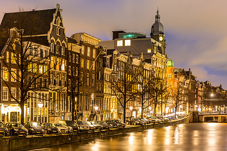阿姆斯特丹运河西侧黄昏荷兰图片