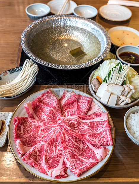 套5瓦格玉牛肉套餐,用于苏基亚基沙布沙布与蔬菜,石鸡日本火锅美食图片