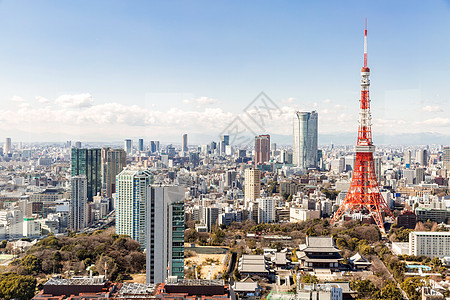 东京塔与天际线东京日本图片