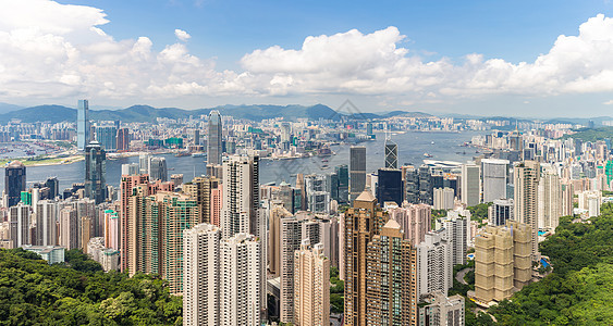 全景香港天际线维多利亚峰背景图片