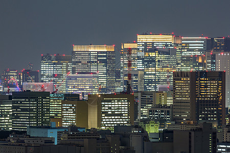 东京市中心天际线城市景观之夜日本东京市中心晚上图片