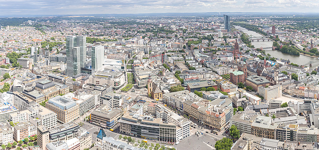 德国法兰克福主要摩天大楼鸟瞰全景法兰克福德国航空视图图片