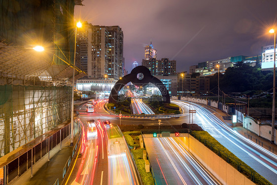 澳门城市景观天际线夜间莫考现中国的部分图片