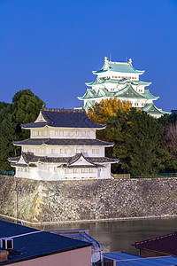 日本名古屋城堡日落时分图片