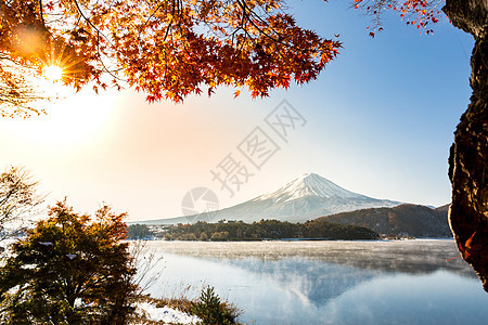 日出山富士秋季KawaguchikoKawaguchi湖日本富士山图片