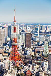 东京塔与天际线东京日本背景图片