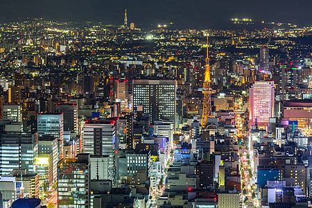 日本名古屋之夜的鸟瞰图片