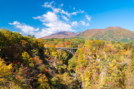 日本宫城县东北的纳鲁科峡谷山谷与铁路隧道图片