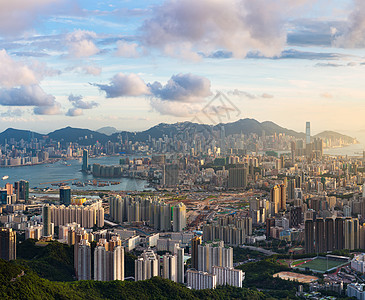 香港天际线九龙飞牛山九龙观景点日落全景九龙观景点日落图片