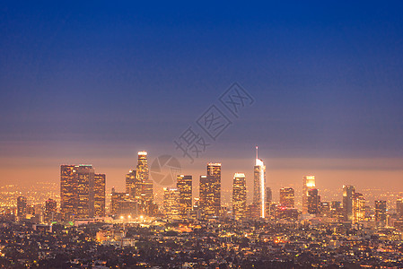 洛杉矶市中心日落鸟瞰,加利福尼亚,美国洛杉矶市中心日落图片