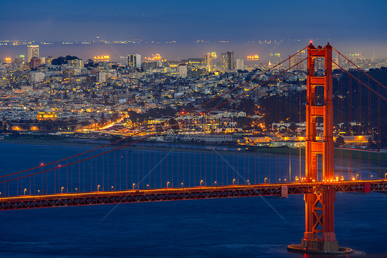 金门大桥旧金山加利福尼亚美国西海岸太平洋日落黄昏金门大桥日落图片