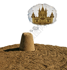 梦想大动机想法商业发展个小沙堆梦想成为个沙堡与三维插图元素图片