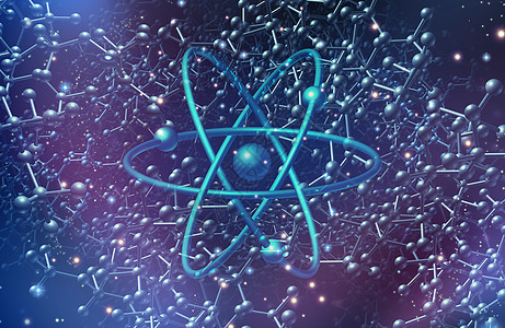 量子物理科学符号抽象形状,代表微观元素三维插图图片