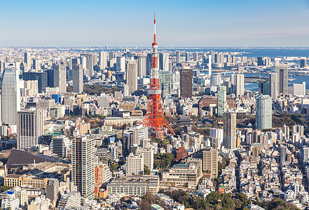 东京塔与天际线东京日本图片